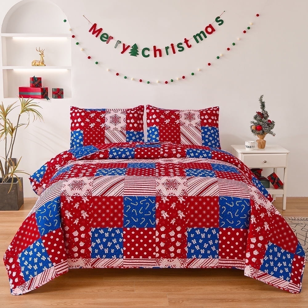 Beartech 3 piece Christmas Bedspread Quilt Set