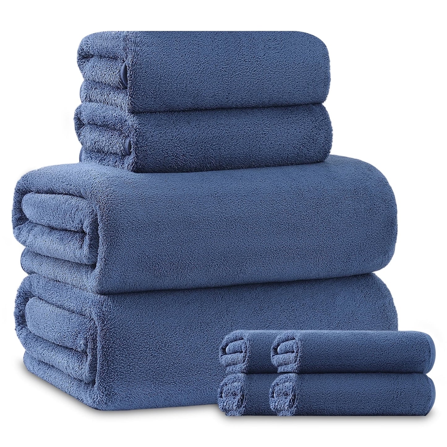 Beartech 8 Piece Microfiber Bath Towel Set 2 Oversized Bath Sheet,2 Hand Towels and 4 Washcloths