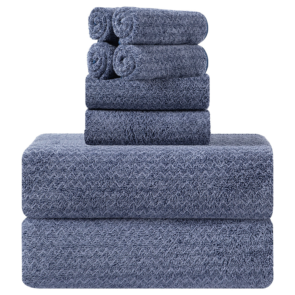 Kebury 8-Piece Microfiber Bath Towel Bundle - 2 Extra-Large Bath Towels, 2 Hand Towels & 4 Washcloths, Ultra-Soft & Absorbent