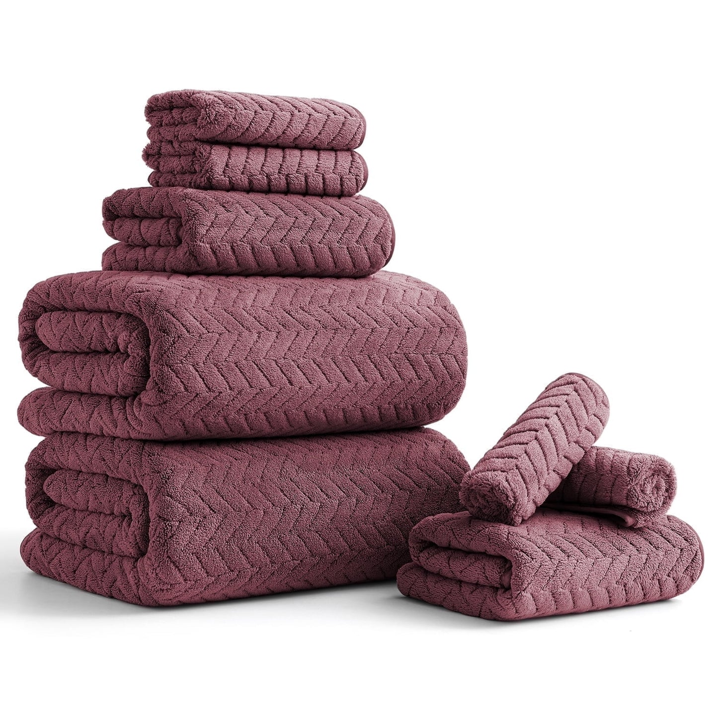 Beartech 8 Piece Microfiber Bath Towel Set 2 Oversized Bath Sheet,2 Hand Towels and 4 Washcloths