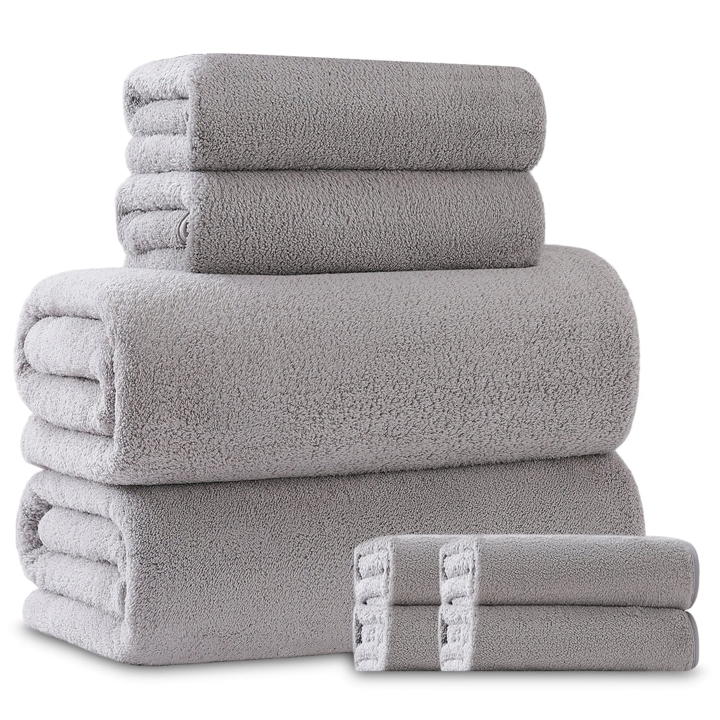 Beartech 8 Piece Microfiber Bath Towel Set 2 Oversized Bath Sheet,2 Hand Towels and 4 Washcloths