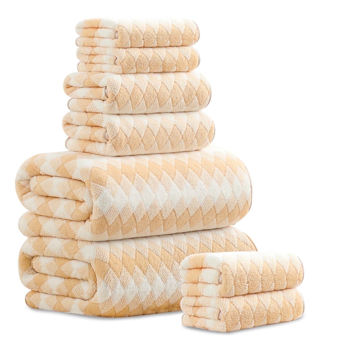 Beartech 8 Piece Microfiber Bath Towel Set 2 Oversized Bath Sheet,2 Hand Towels and 4 Washcloths