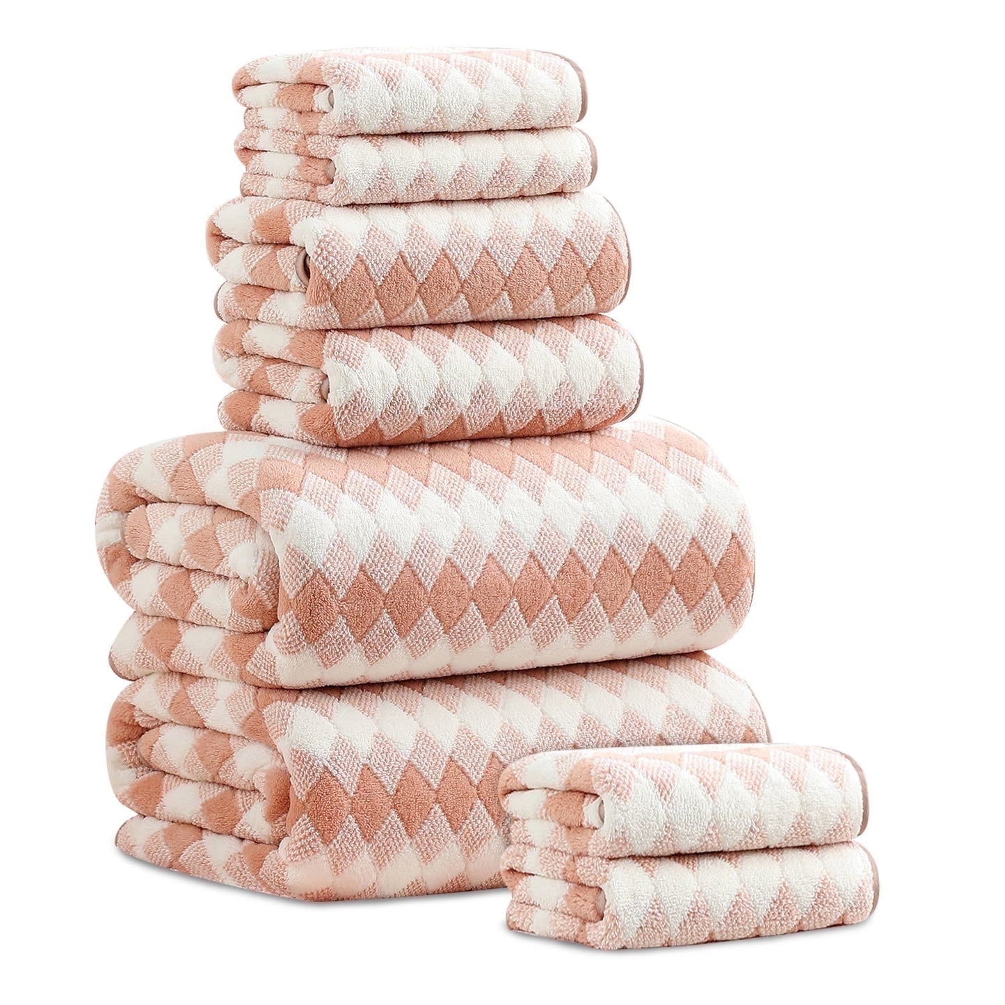 Beartech 8 Piece Microfiber Bath Towel Set 2 Oversized Bath Sheet,2 Hand Towels and 4 Washcloths