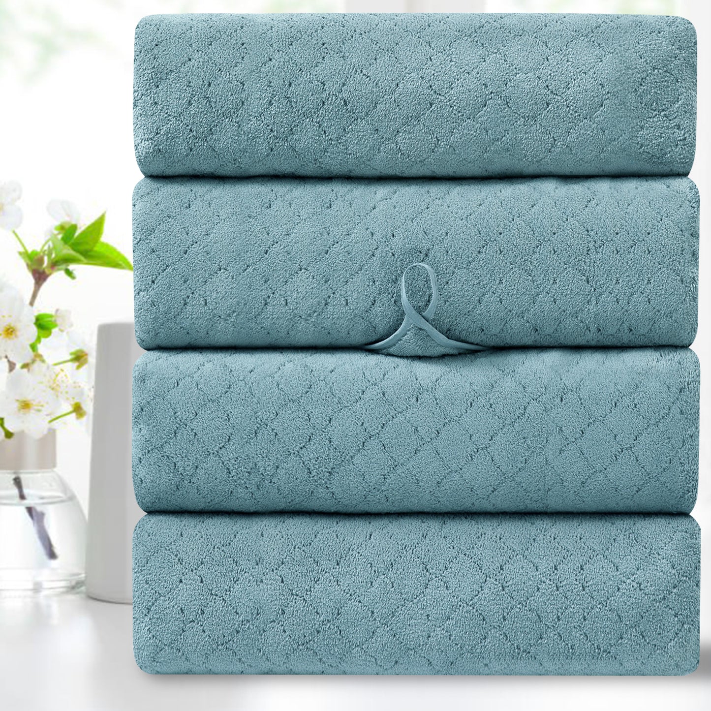 Kebury 4-Pack Large Bath Towels (35x70") - Ultra Soft, Quick Dry & Highly Absorbent