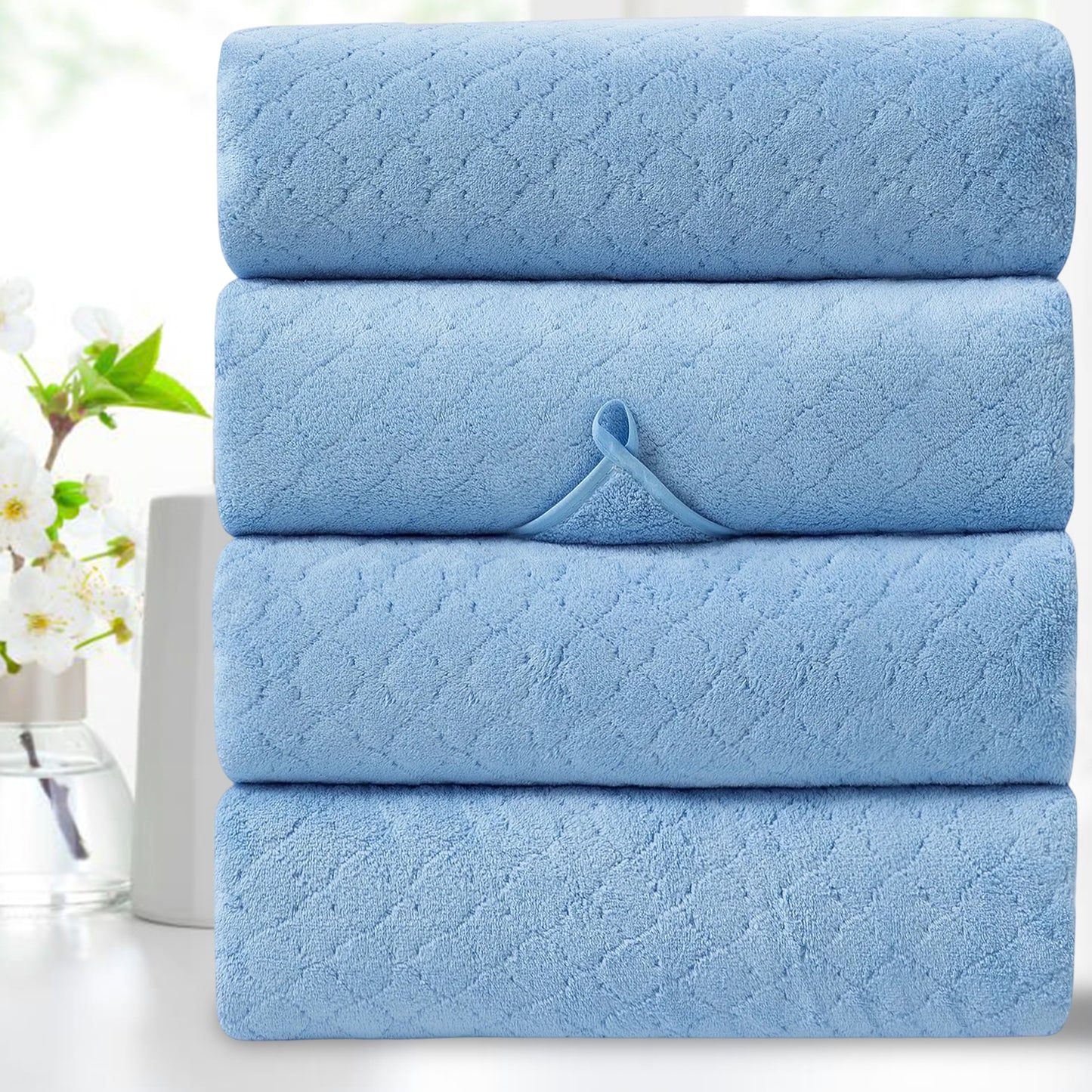 Kebury 4-Pack Large Bath Towels (35x70") - Ultra Soft, Quick Dry & Highly Absorbent