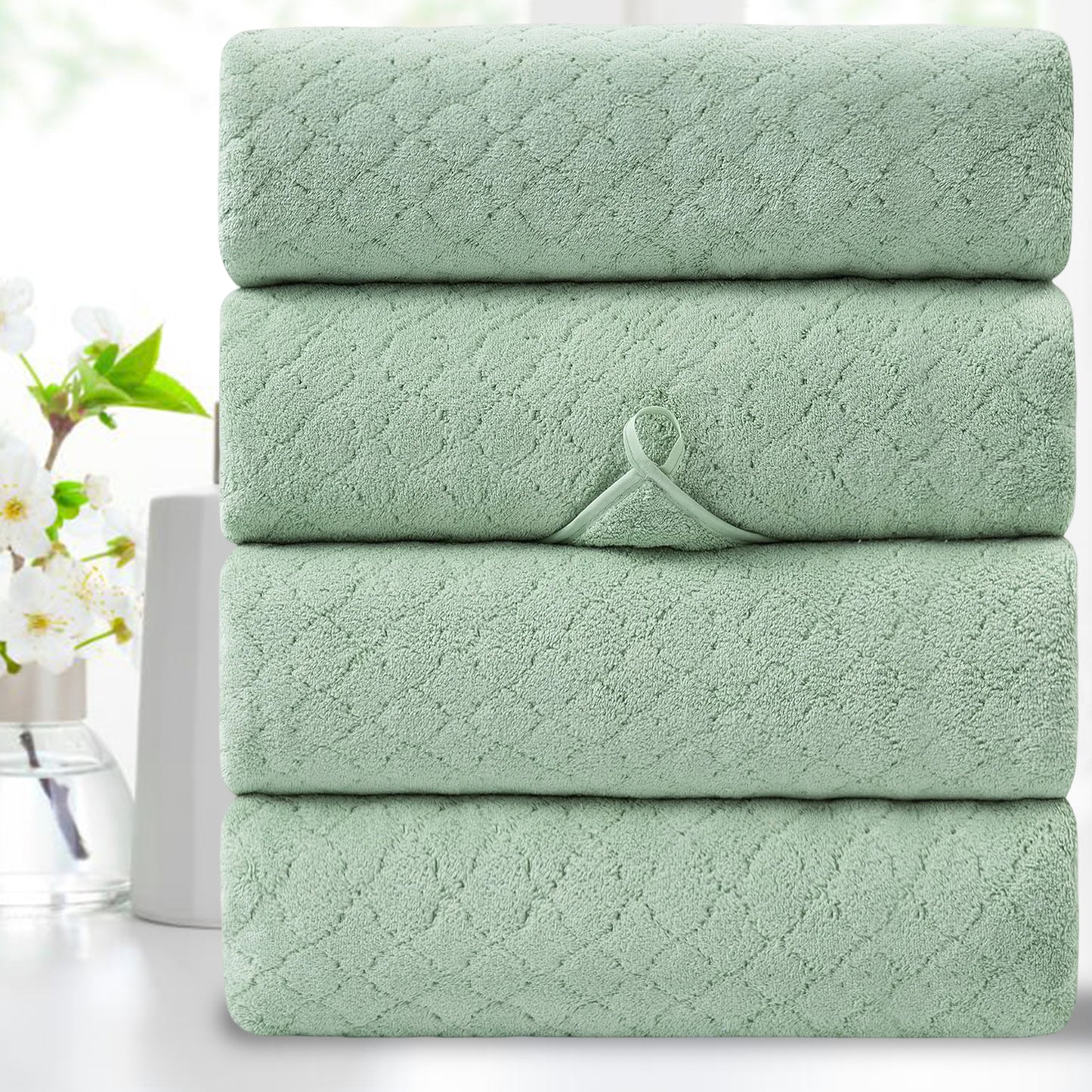 Kebury 4-Pack Large Bath Towels (35x70") - Ultra Soft, Quick Dry & Highly Absorbent