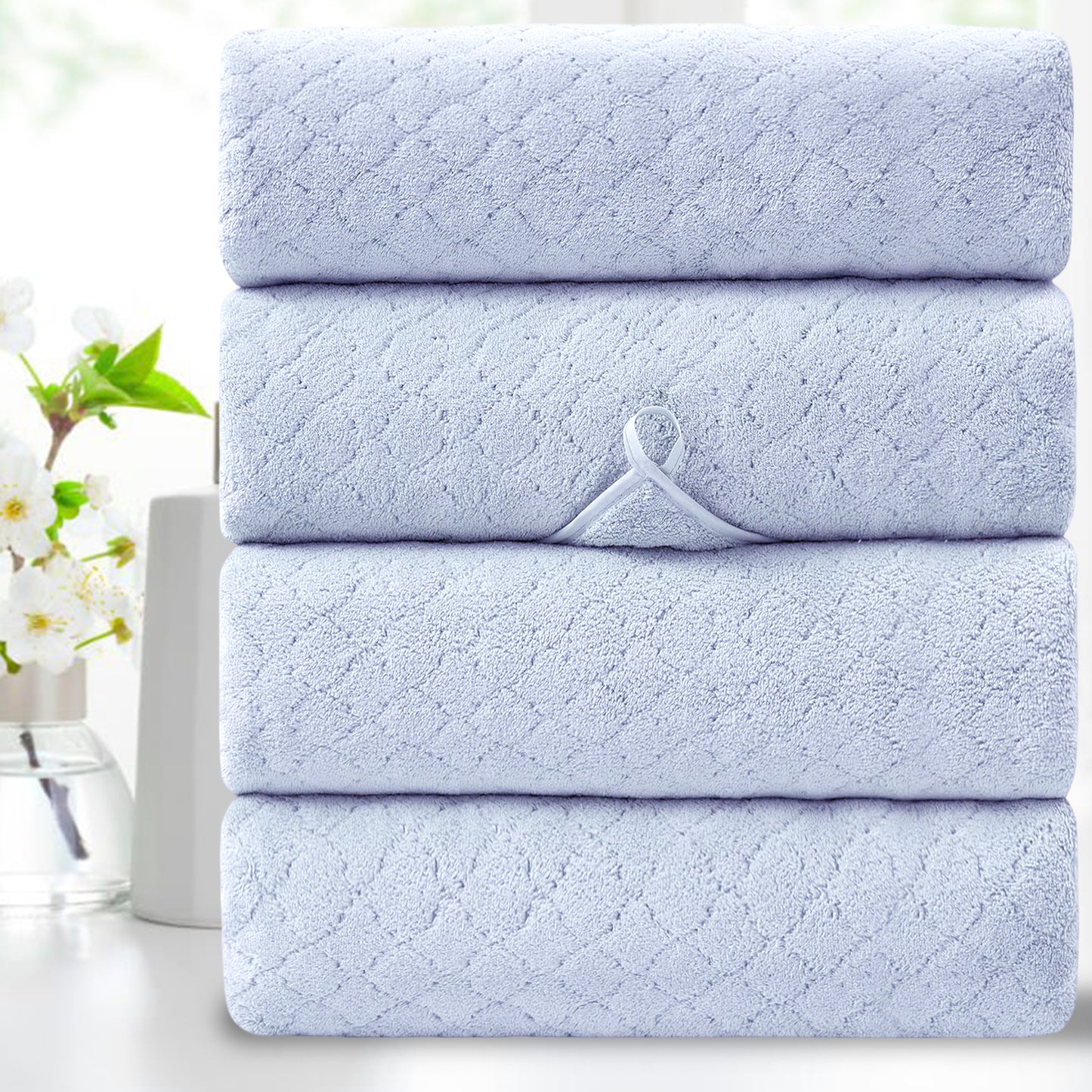 Kebury 4-Pack Large Bath Towels (35x70") - Ultra Soft, Quick Dry & Highly Absorbent