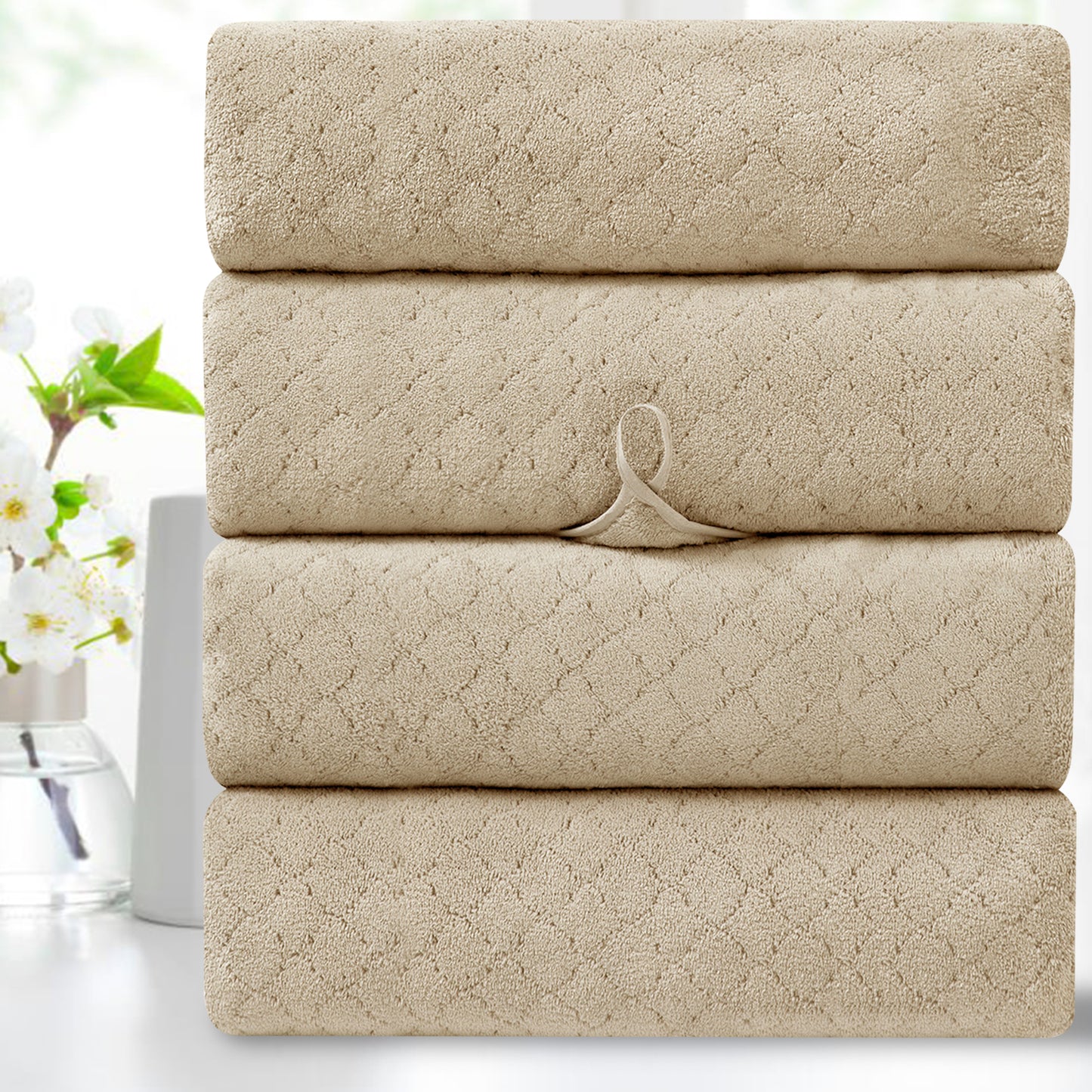 Kebury 4-Pack Large Bath Towels (35x70") - Ultra Soft, Quick Dry & Highly Absorbent