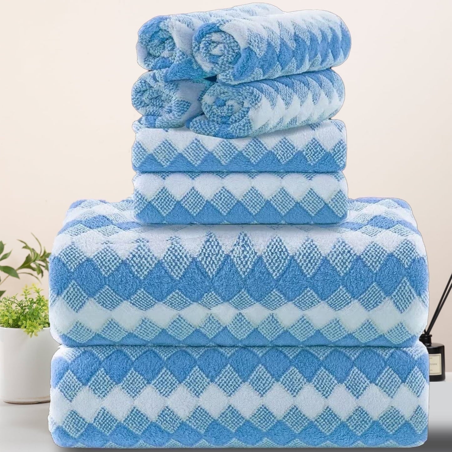 Beartech 8 Piece Microfiber Bath Towel Set 2 Oversized Bath Sheet,2 Hand Towels and 4 Washcloths