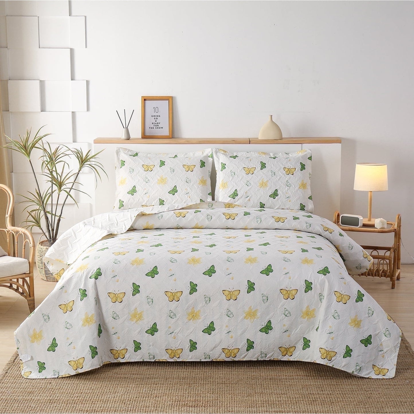 Beartech Quilt Set Twin Size Floral Purple Quilt Lightweight Reversible Microfiber Bedspread Coverlet Bedding Set