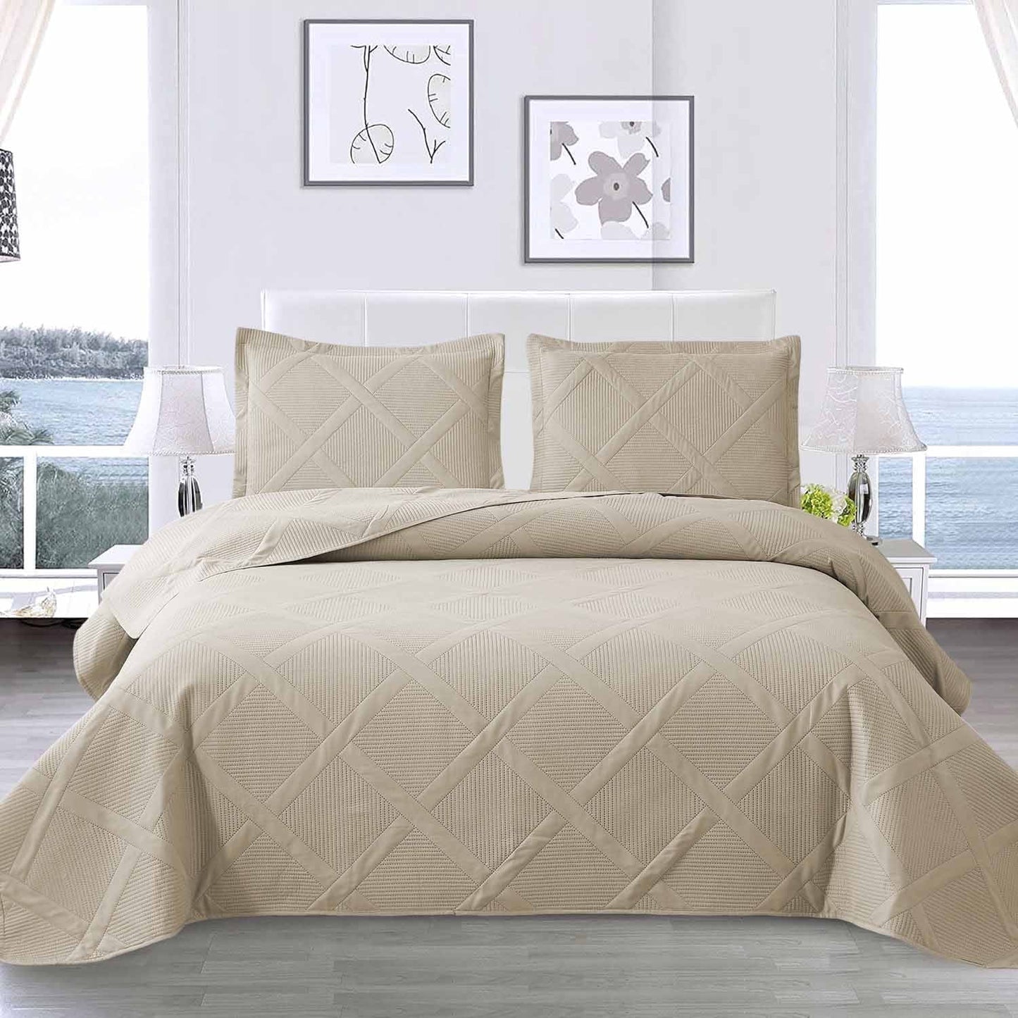 Beartech Solid Color Quilt Set King Size Apple Green Bedspread Coverlet Microfiber Bedding Lightweight Reversible Set,Soft Bedding for All Seasons