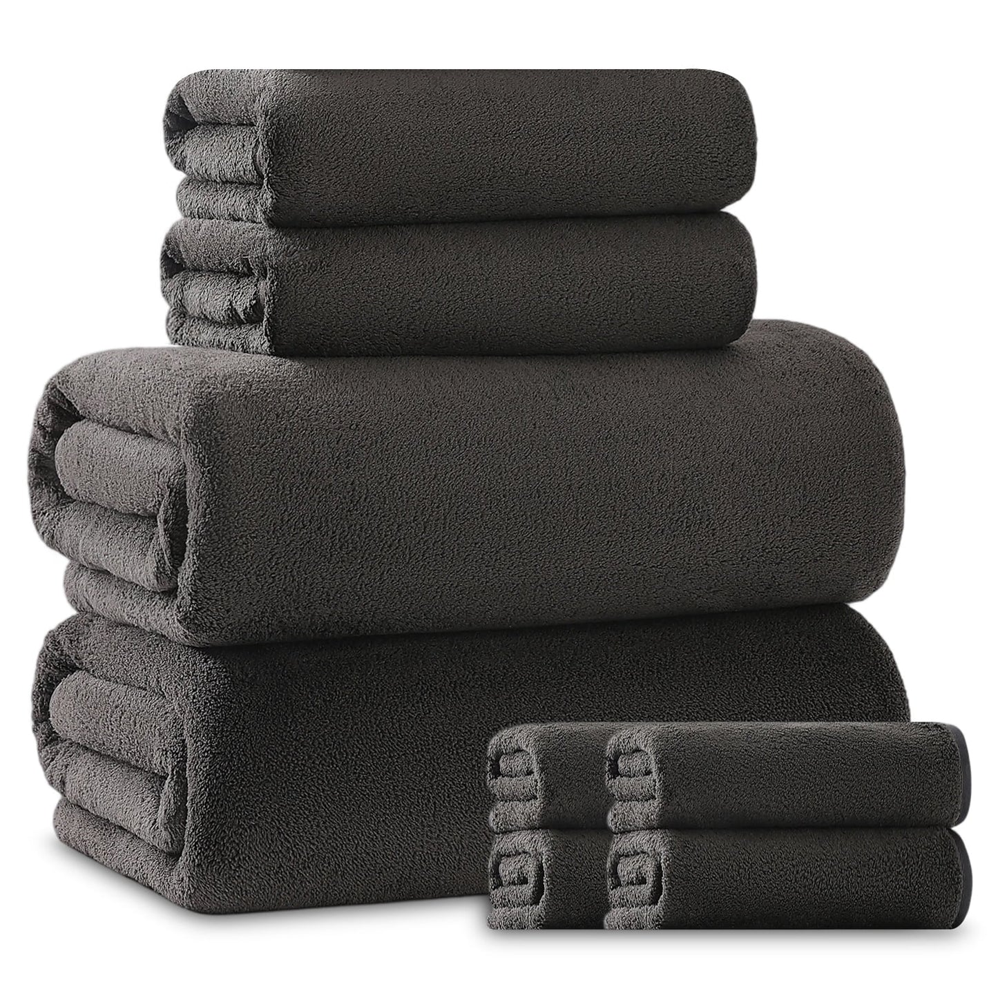Beartech 8 Piece Microfiber Bath Towel Set 2 Oversized Bath Sheet,2 Hand Towels and 4 Washcloths