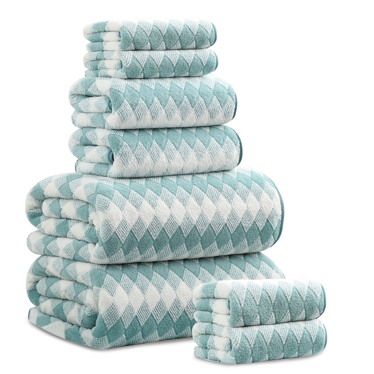 Beartech 8 Piece Microfiber Bath Towel Set 2 Oversized Bath Sheet,2 Hand Towels and 4 Washcloths