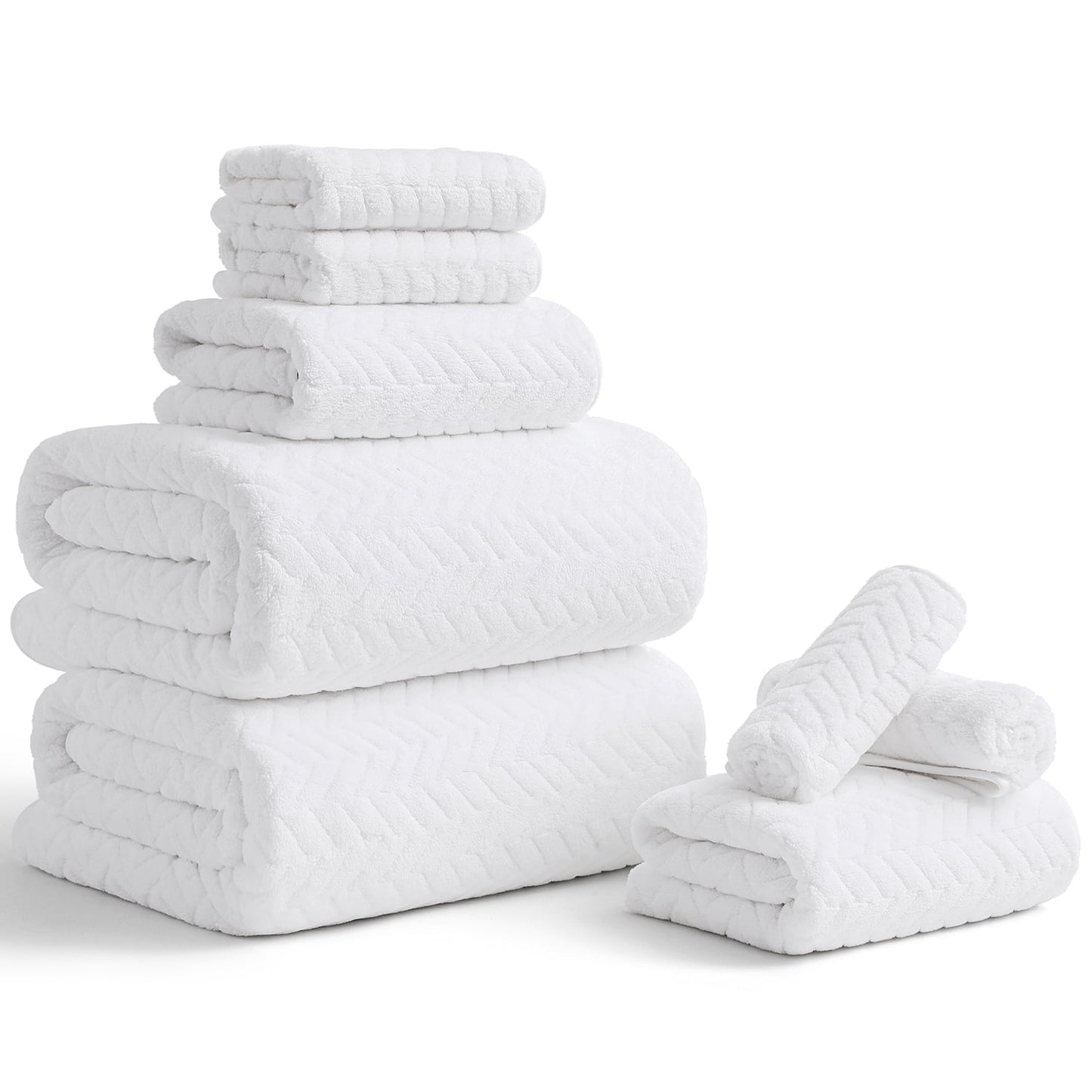 Beartech 8 Piece Microfiber Bath Towel Set 2 Oversized Bath Sheet,2 Hand Towels and 4 Washcloths