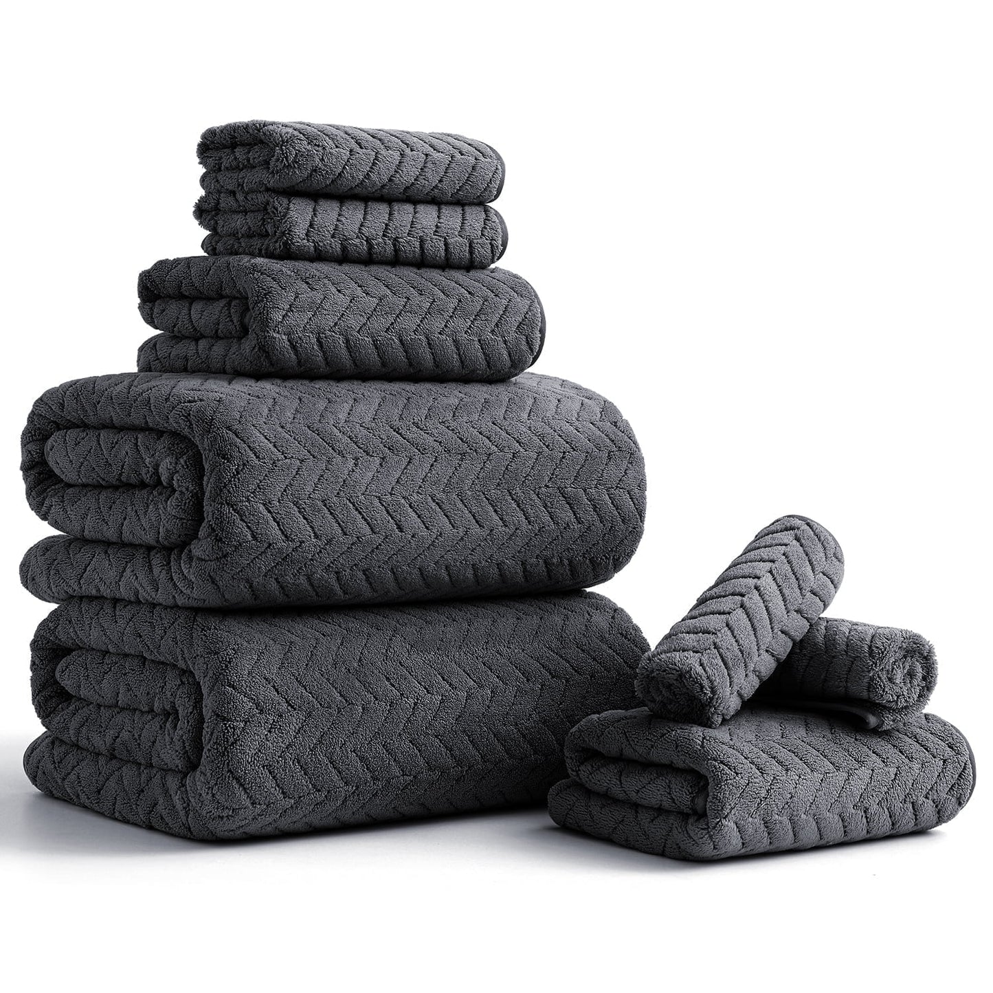 Beartech 8 Piece Microfiber Bath Towel Set 2 Oversized Bath Sheet,2 Hand Towels and 4 Washcloths