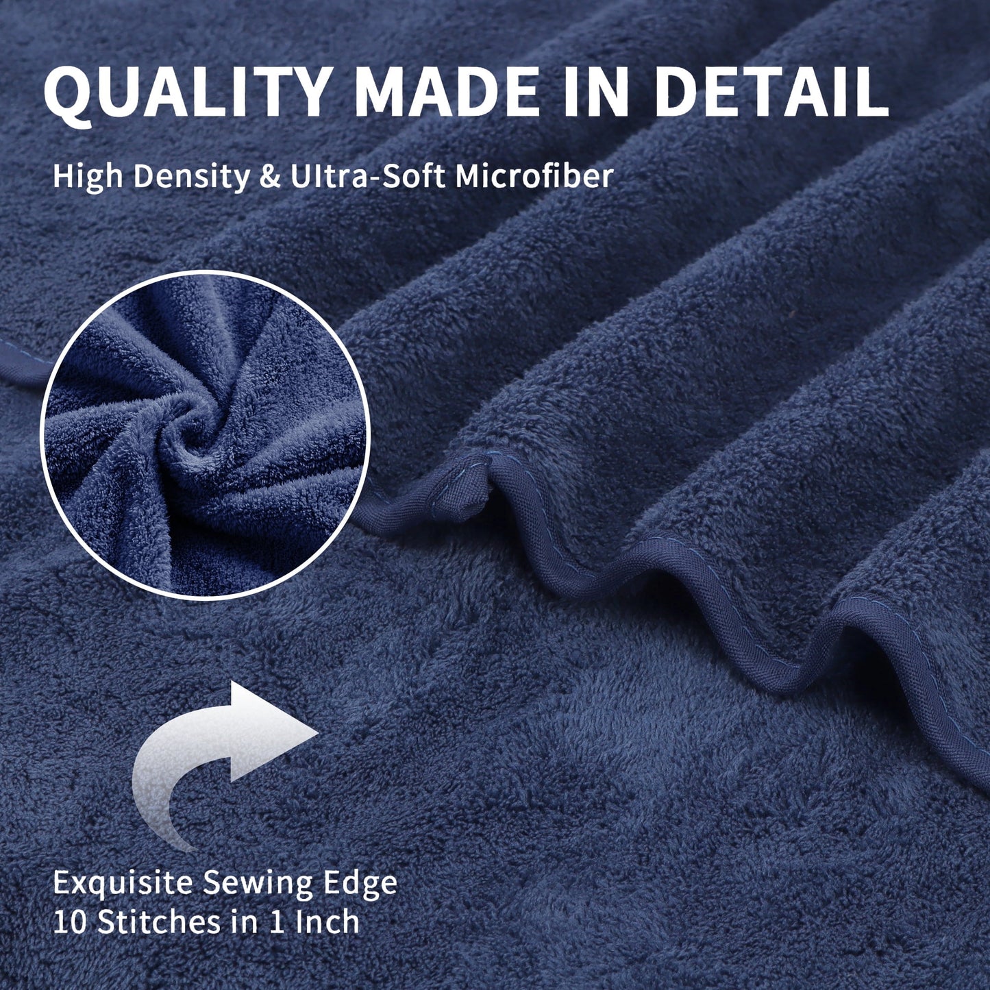 Beartech 8 Piece Microfiber Bath Towel Set 2 Oversized Bath Sheet,2 Hand Towels and 2 Washcloths