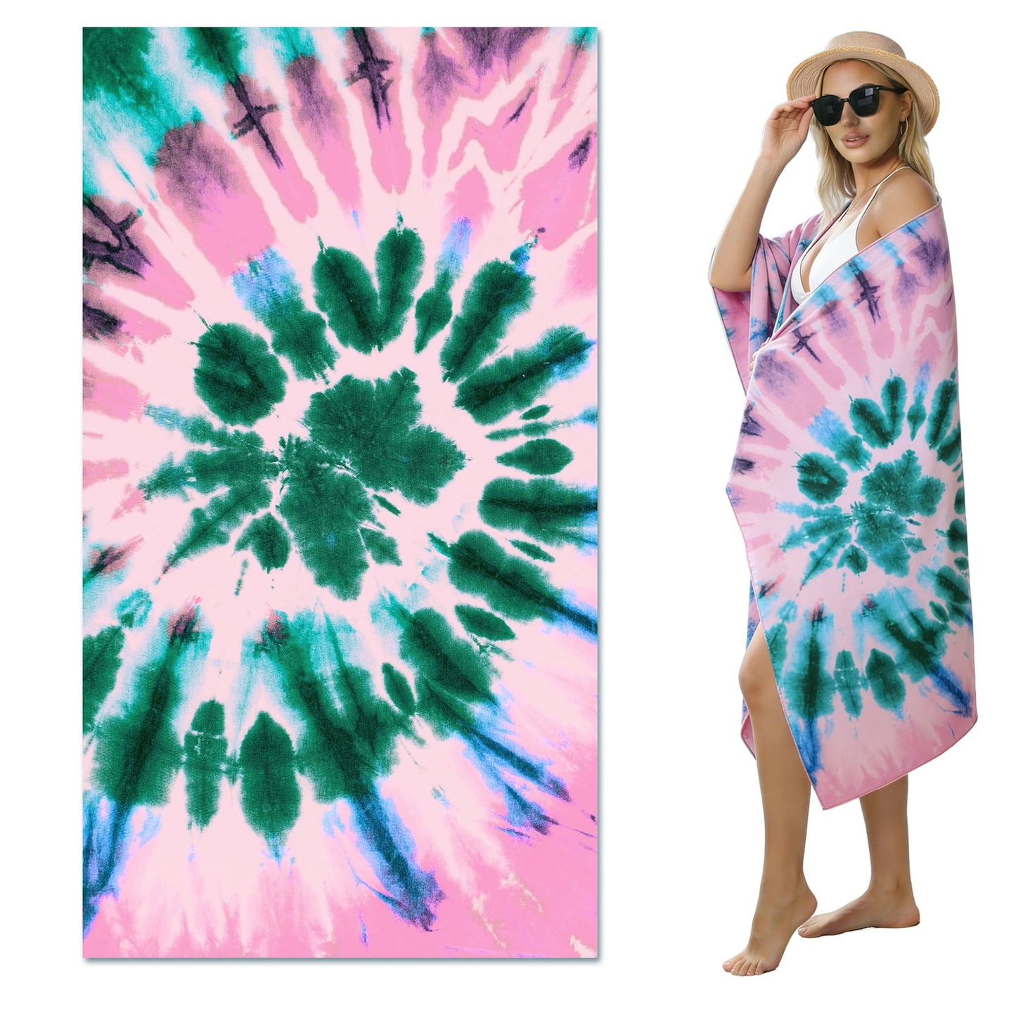 Beartech 4 Pieces Microfiber Beach Towel Set,40x70 inches Super Absorbent Large Towels Camping Travel Towels,Quick Dry Bath Towels For Beach Lightweight Shower Towels Outdoor Swim Towels For Adults