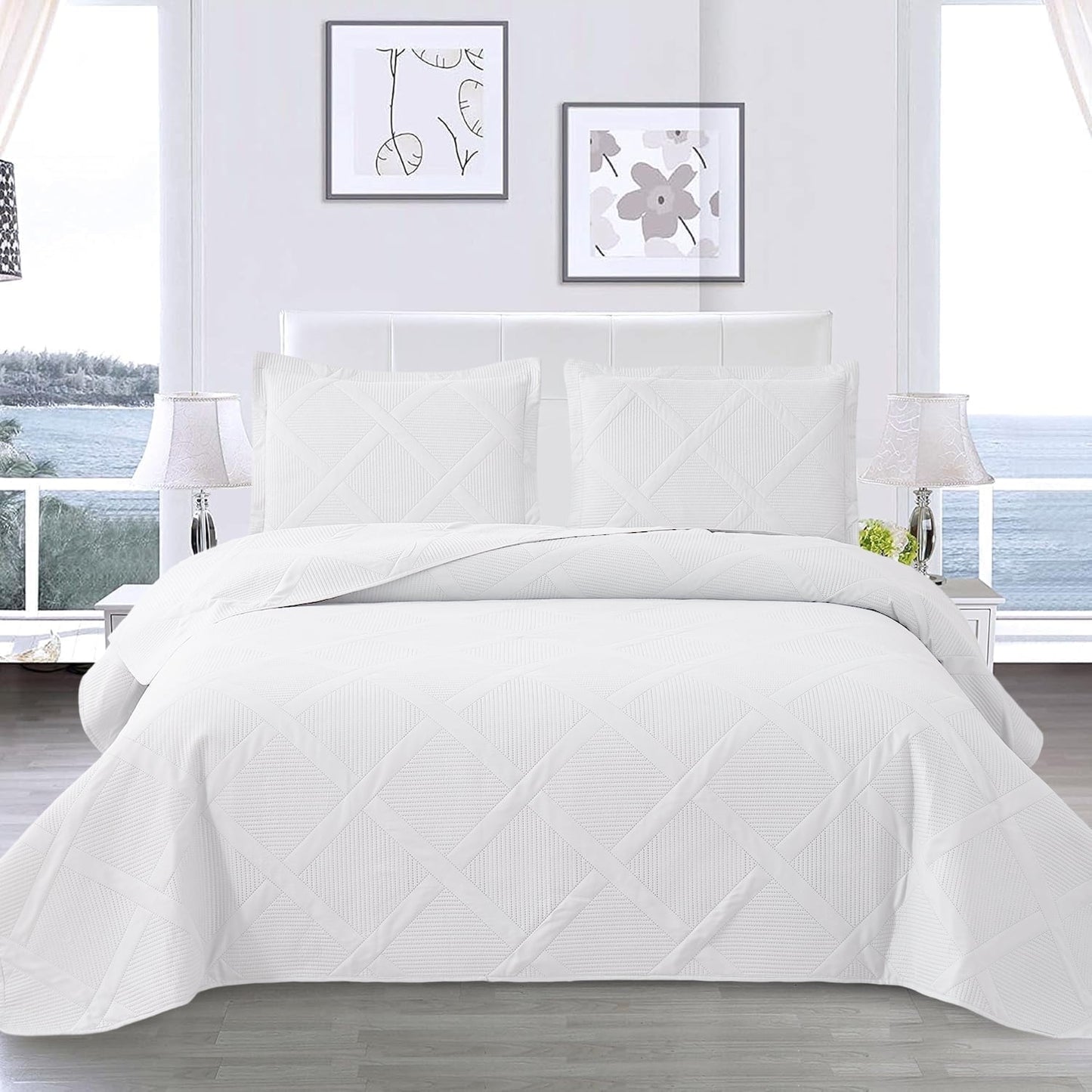 Beartech Solid Color Quilt Set King Size Apple Green Bedspread Coverlet Microfiber Bedding Lightweight Reversible Set,Soft Bedding for All Seasons