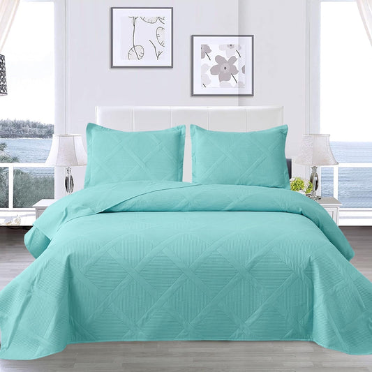 Beartech Solid Color Quilt Set King Size Apple Green Bedspread Coverlet Microfiber Bedding Lightweight Reversible Set,Soft Bedding for All Seasons