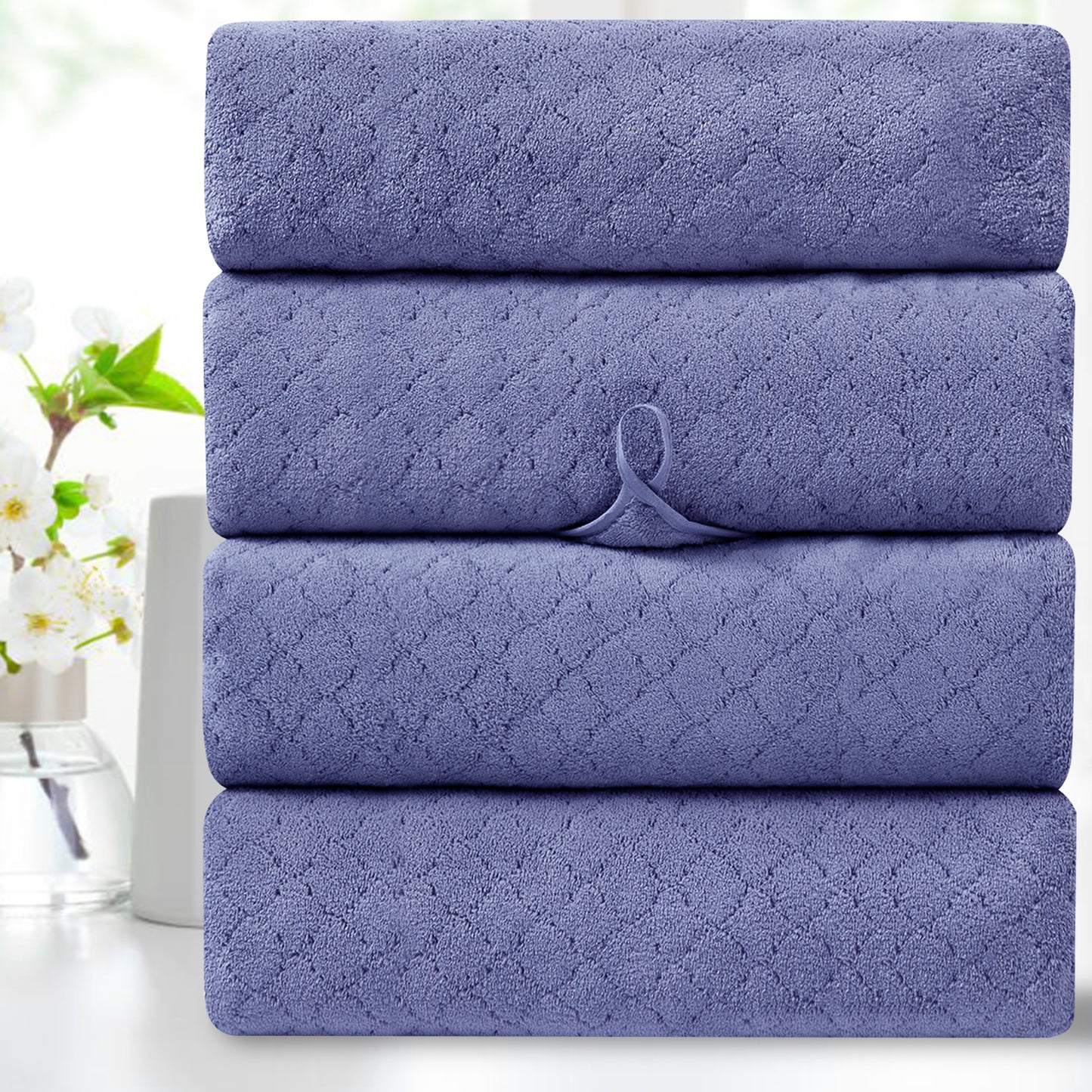 Kebury 4-Pack Large Bath Towels (35x70") - Ultra Soft, Quick Dry & Highly Absorbent